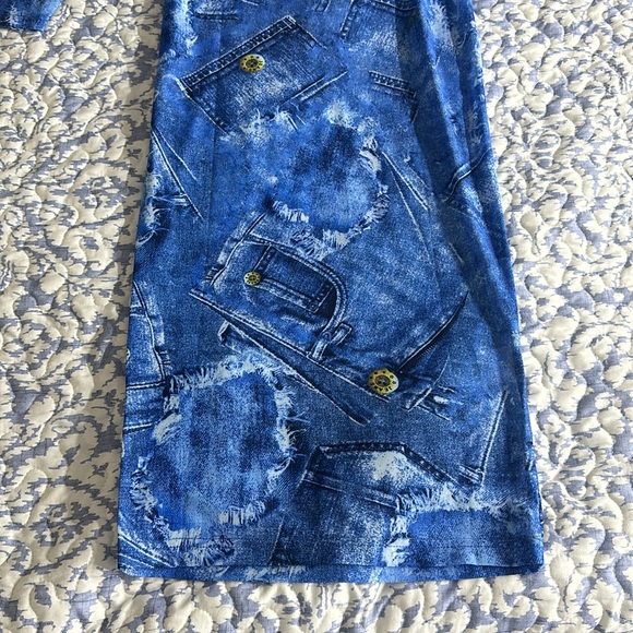 Fashion Nova Delilah Denim Print Mesh Midi Dress - Picture 3 of 6